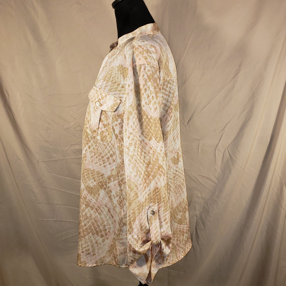 Ruby Rd. Light Pink And Beige Printed Button-Down… - image 2